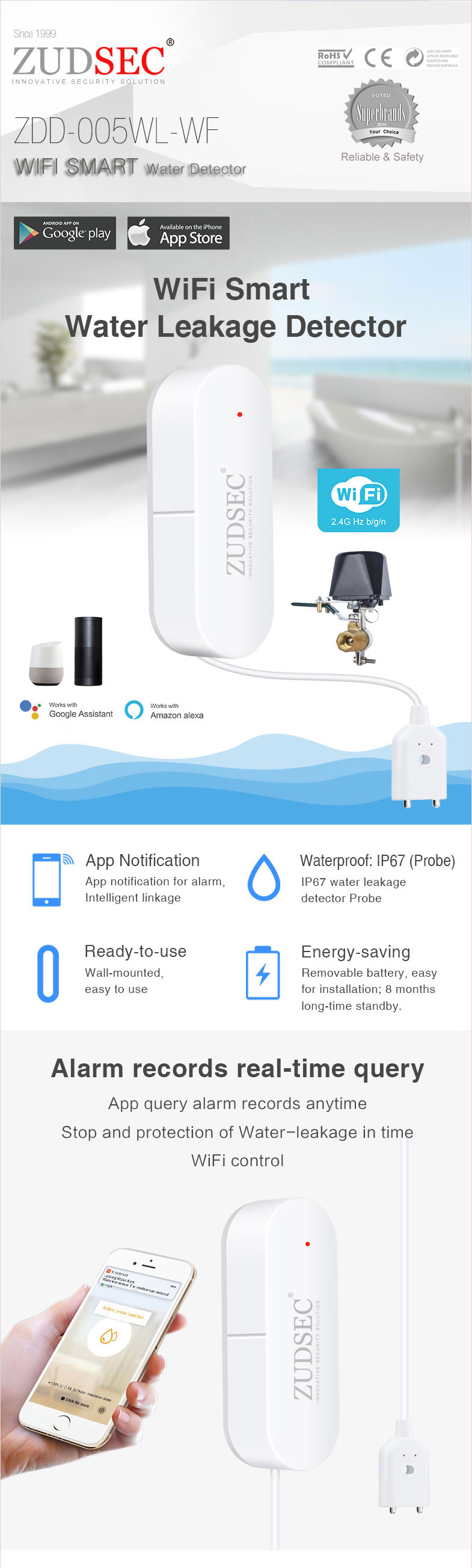 WiFi Smart Water Leakage Detector(图1)
